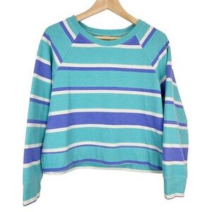 Teal and Blue Striped Long Sleeve Women's Top